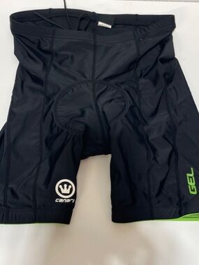 3/$30 Canari Black Cycling Shorts with Green Accents FLAW